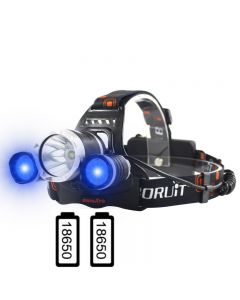 Boruit RJ-3000 Blue light and T6 White light Headlamp Flashlight  for fishing Camping Hunting 
