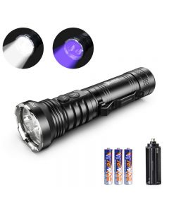 Wuben P26 UV light and cree White light Dual Sources use 3*AAA ro 1*18650 battery
