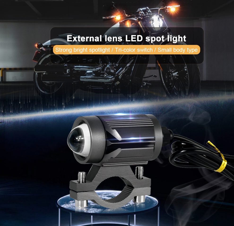 CNSUNNYLIGHT Tri-model Motorcycle LED Headlight w/ Mini Projector Lens ...